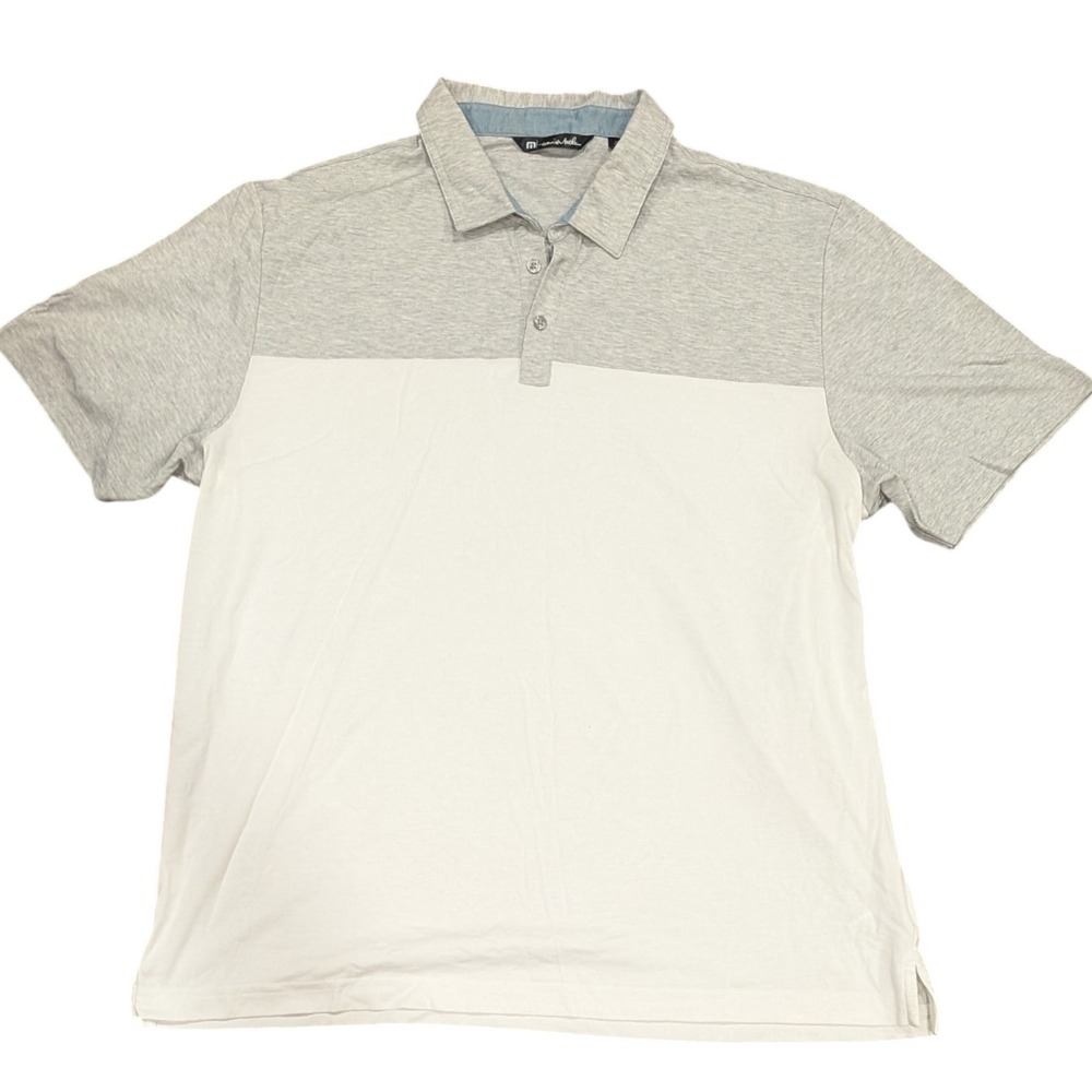 Travis Mathew Mens Colorblock Golf Polo Shirt XXL/2XL Gray White Short Sleeve